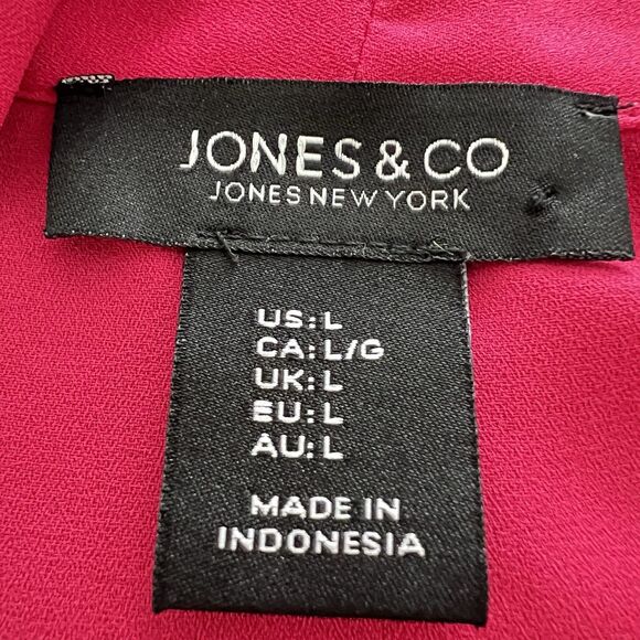 Jones & Co New York Hot Pink Chiffon *Barbiecore* Lightweight Flowy Blouse Large - Picture 6 of 8